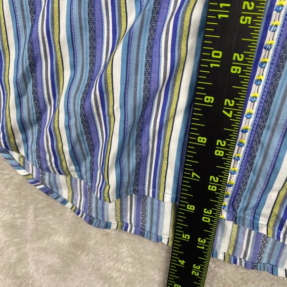 Robert Graham Mens Shirt Large Striped Button-Down With Paisley Cuff Detail - Picture 3 of 9